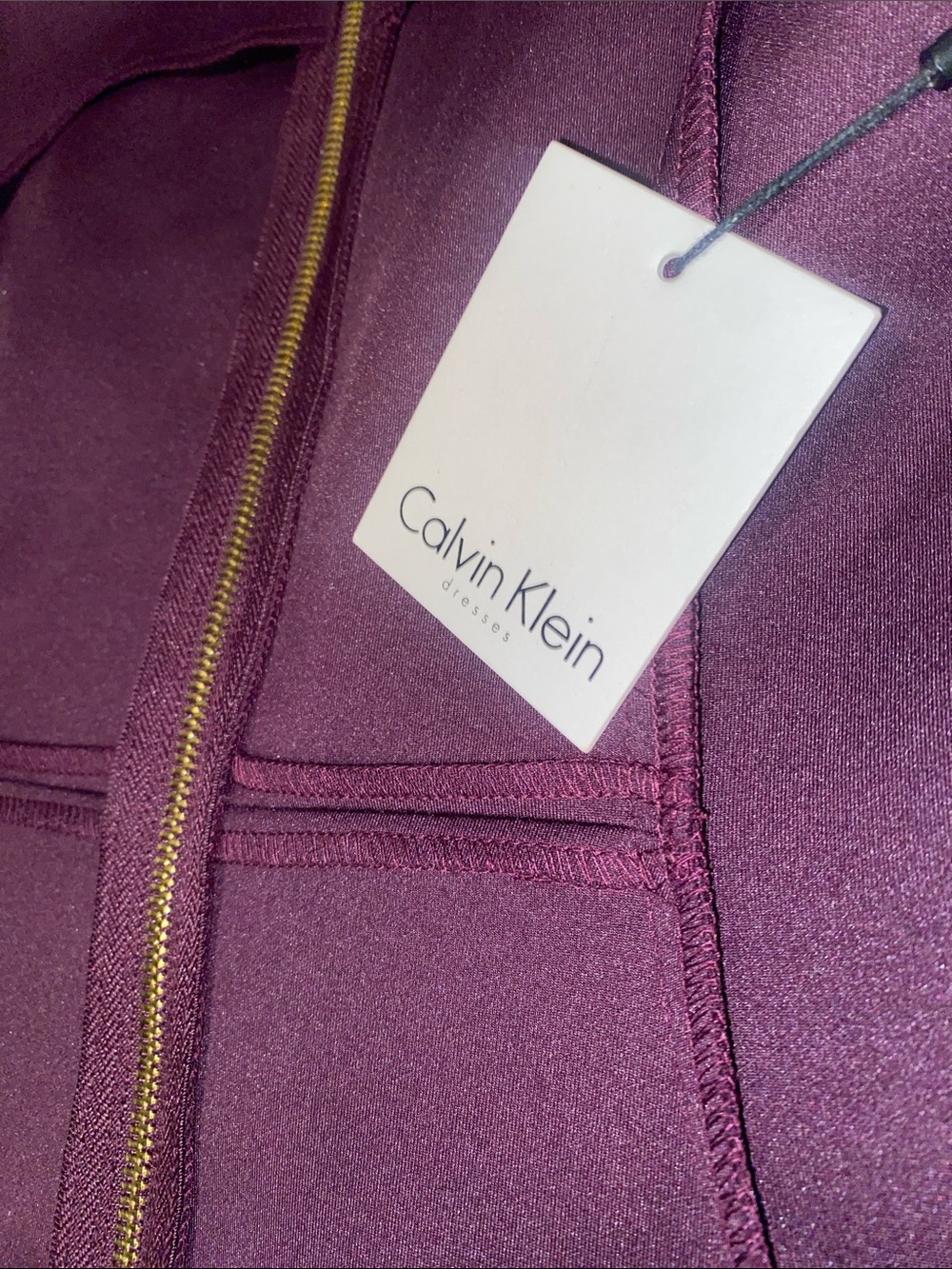 Calvin Klein Sleeveless Midi Sheath Dress in Plum - Picture 4 of 5